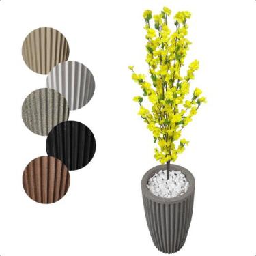 Imagem de Cerejeira Amarela Flor Artificial para Sala com Vaso Decoração - Flor 