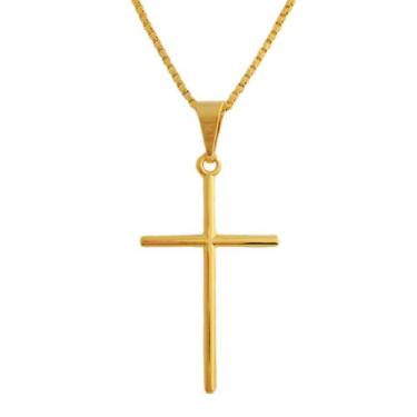Imagem de Colar Pingente Crucifixo Cruz Banhado A Ouro 18k - Dinis Joias