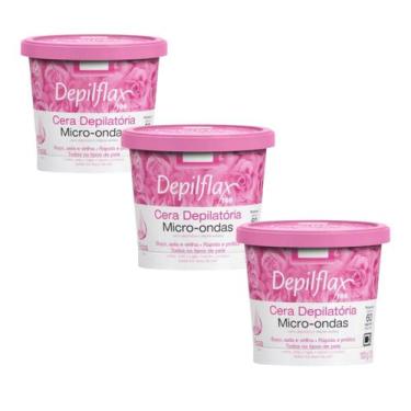 Imagem de Kit 3 Cera Depilatória Micro-Ondas Depilflax Rosas 100g