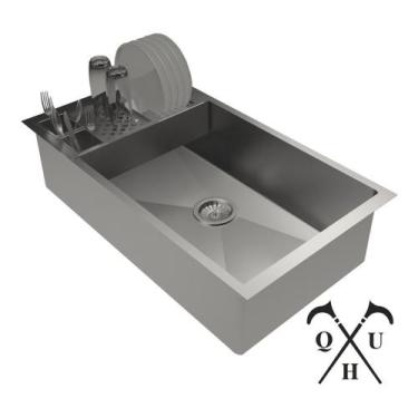 Imagem de Kit Cuba 80X40 Inox 304 +  Calha Canal Escorredor  Quadr - Technox
