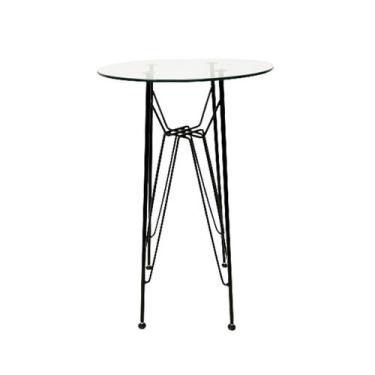 Imagem de Base de Mesa Eames Bistrô Alta Ferro Eiffel cor Preta com Tampo de Vid