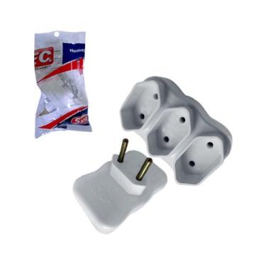 Imagem de Pino Multiplicador de 3 Tomadas Branco FC 2 Pinos - CAMP HOME 