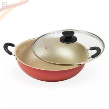 Imagem de Panela Premium Wok Antiaderente Com Tampa De Vidro 32cm Cor Grafite e 