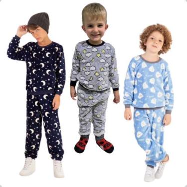 Imagem de Conjunto Infantil Pelucia Fleece Inverno - Pijama Quentinho - Tamanho 