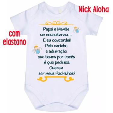 Imagem de body bebê convite padrinhos cód 1935 - nick aloha, Branco, GG
