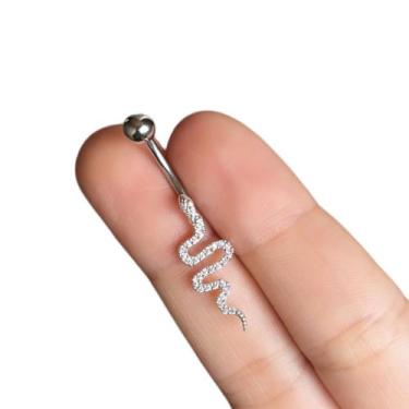 Imagem de Piercing Umbigo Cobra Serpente Aço Cirúrgico Com Pedra Zircônia - Rara