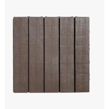 Imagem de Kit 30 Decks Madeira Plástico Encaixe Modular Piscina Sacada 30x30cm -