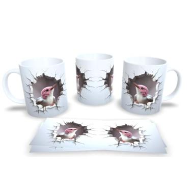 Imagem de Caneca Branca de Porcelana Personalizadas Arte Espelhadas em 3D Animais (Passaro 5)