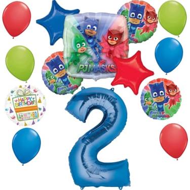 Imagem de Anagram PJ Masks 2nd Birthday Party Supplies Gekko Owlette Catboy Balloon Bouquet Decorations