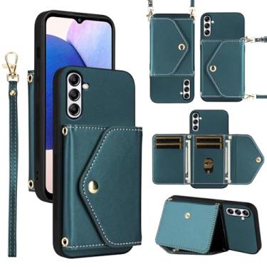 Imagem de Dswteny Capa carteira para Samsung Galaxy A05s/A05 com cordão de pulso alça de ombro fina flip bolsa, suporte de cartão de crédito de couro PU de luxo para celular Ao5s Ao5 A 05s 05 mulheres homens