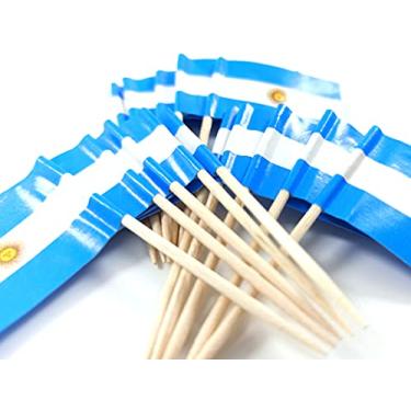 Imagem de JBCD Bandeiras argentinas de palito argentino mini pequeno topo de cupcake bandeira, 100 peças