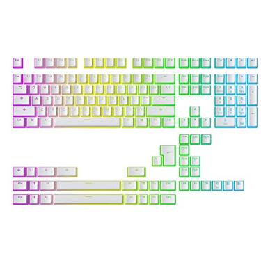 Imagem de Ranked Teclas Pudding v2 PBT | Layout ANSI US e ISO translúcido de 145 Double Shot | Perfil OEM para teclado mecânico para jogos de tamanho completo, TKL, 75%, 65% e 60% RGB (branco)