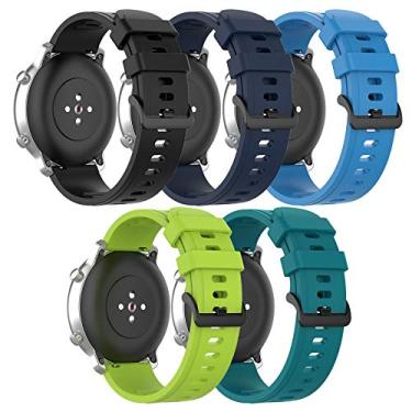 Imagem de QGHXO Pulseira para Amazfit GTS, pulseira de substituição de silicone macio para smartwatch Amazfit GTS/GTS 2/GTS 2e/ GTS 2 Mini/Bip/Bip Lite/Bip S/Bip U/GTR 42 mm (sem rastreador, apenas pulseiras de substituição)
