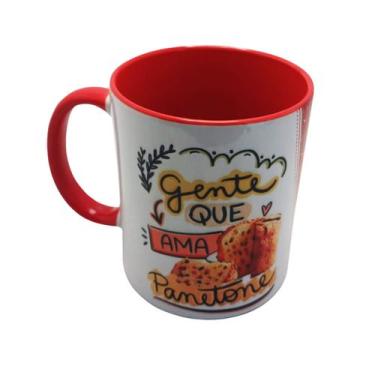 Imagem de Caneca decorativa de Natal Gente que ama Panetone com chaveiro - Coleç