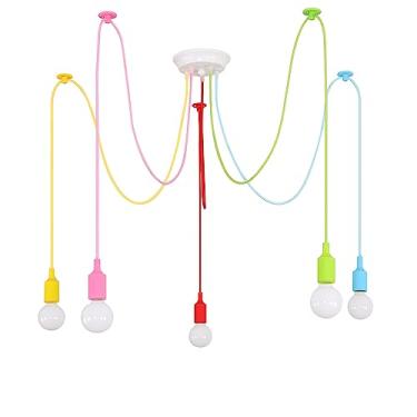 Imagem de Ymlii Luminária pendente colorida de aranha, luminárias divertidas para crianças, luminária de teto ajustável DIY para quarto de meninas e meninos, sala de jogos, sala de aula, sala de estar, sala de