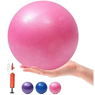 Imagem de MOMPLUS Mini barra de bolas de ioga para exercícios de pilates de 15 cm para estabilidade doméstica, treinamento e fisioterapia para melhorar o equilíbrio, força do núcleo, vem com bomba (rosa, 15 cm)