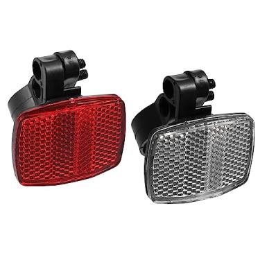 Imagem de X AUTOHAUX Kit refletor dianteiro traseiro de bicicleta 2 peças refletores de aviso de segurança para guidão e ciclismo noturno vermelho e branco