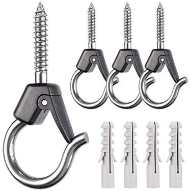 Imagem de BeneLabel 4 ganchos para pendurar na parede para plantas de teto, suportes de pendurar ao ar livre para pendurar luz de plantas ao ar livre, luzes de fadas, sinos de vento, alimentadores de pássaros,