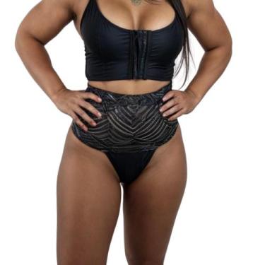 Imagem de Calcinha Cinta Modeladora com Renda - Sophia Maria, Preto, GG