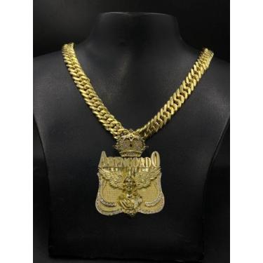 Imagem de Corrente Gourmet 13mm Moeda antiga + Pingente abençoado - Lobin jóias