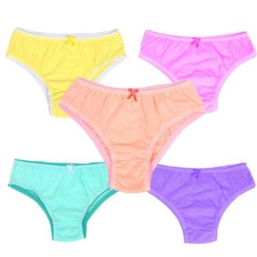 Imagem de Kit 5 Calcinhas Infantis 100% Algodão para Meninas 1-12 Anos - Up Unde
