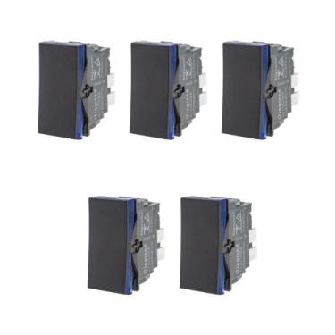 Imagem de Kit 5 Modulo Interruptor Simples Preto Pial Plus+ 611010PT - Legrand