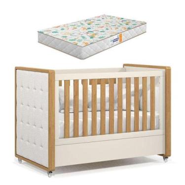 Imagem de Berço Americano Tutto New Freijó Off White Capitonê New Boucle E Colch