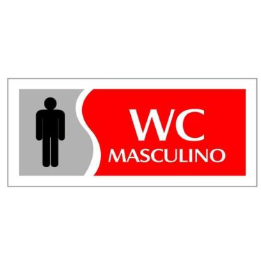 Imagem de Placa - Wc Masculino - Vermelha / Em Ps 20 X 7Cm Emplac Br