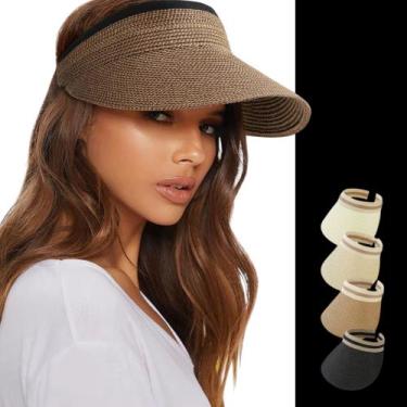 Imagem de Viseira Tiara Moda Praia Feminina Verão Esportiva Fitness PALHA Caminh