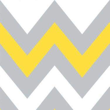 Imagem de Papel De Parede Chevron Branco, Cinza E Amarelo - 1,50x0,50m - DEKAL D
