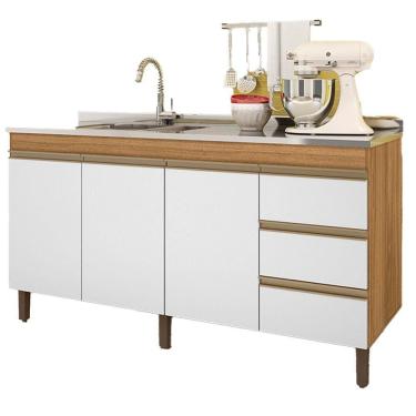 Imagem de Balcão Karen Para Pia 1,59cm 3p 3g Nature Off White Plla