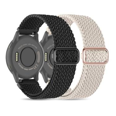 Imagem de Folavii Pulseiras de relógio de nylon trançado de 18 mm compatíveis com Garmin Venu 2S/Venu 3S/Vivoactive 4S/Vivomove 3S/Forerunner 255S, pulseira de tecido elástico macio de liberação rápida Solo