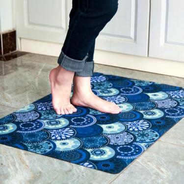 Imagem de Cosilyt Tapete de porta frontal ultrafino de 1/10 polegadas para entrada interna, antiderrapante, grande tapete de cozinha de borracha impermeável e interior para casa, tapete de porta lavável, chão, pia, lavanderia, mesa, 61 x 88 cm, azul royal