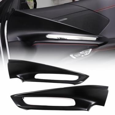 Imagem de Capa de painel de maçaneta superior de carro compatível com Chevrolet Corvette C8 Stingray 2020-2023, acessórios de acabamento de moldura de interruptor de janela interior padrão de fibra de carbono
