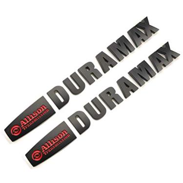 Imagem de 2 emblemas Allison Duramax Emblemas Compatíveis para Gm 2015 Silverado 2500hd 3500hd Capuz (Preto Vermelho)