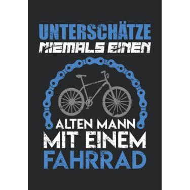 Imagem de Notizbuch A5 kariert mit Softcover Design: Alter Mann mit Fahrrad Fahrradfahrer Geburtstagsgeschenk: 120 karierte DIN A5 Seiten