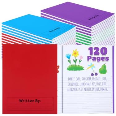Imagem de Henoyso Cadernos de composição primária de 120 páginas, 24 x 19 cm, K-2 livros em branco para crianças escreverem histórias, caderno de escrita para jardim de infância (vermelho, verde, azul, roxo, 12