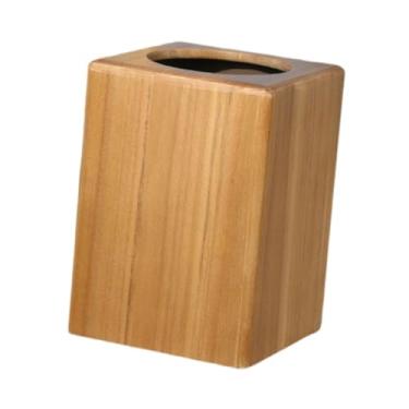 Imagem de Ioensy Lixeira quadrada para lixo, recipiente quadrado para reciclagem portátil, lixeira para hotel, escritório, cozinha, Cor de Madeira