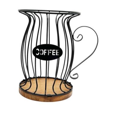 Imagem de Bothyi Cesta porta-filtro de café, suporte para cápsulas de café com base de madeira, acessórios para bar de café para decoração de escritório e balcão de,
