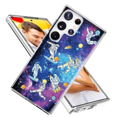 Imagem de ARTIOSIT Capa para Galaxy S24 Ultra, capa para Samsung S24 Ultra para meninas, mulheres, homens, à prova de choque, fina, macia, TPU protetora, para S24 Ultra, desenho animado de astronauta, nave
