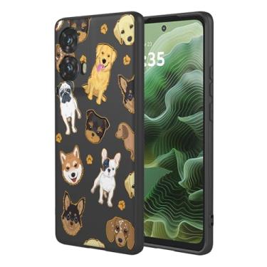 Imagem de HTXWXJC Capa de celular para Moto G35, capa para Motorola G35, à prova de choque, flexível, amortecedora, capa macia de TPU com estampa de cachorro para Motorola Moto G35 Black Dog
