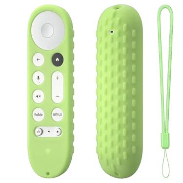 Imagem de Hi Color Capa de silicone para Google TV Streamer 4K 2024 controle remoto GY3LE capa protetora com cordão (verde brilhante)