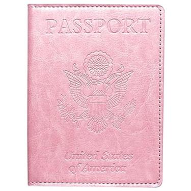 Imagem de Veeskyee Combo de porta-cartões de passaporte e vacina, carteira de viagem de couro PU para mulheres e homens, Ouro rosa, Small, Minimalista
