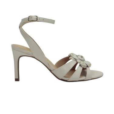 Imagem de Sandália Dezzlun Azaleia em Couro Salto Fino Aplique de Flor Feminino