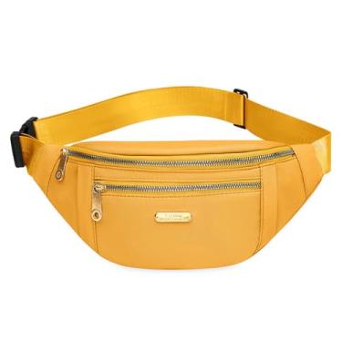 Imagem de DAITET Pochete elegante rosa bebê para homens e mulheres, bolsa transversal com cinto ajustável, bolsa de grande capacidade para viagens, caminhadas, ciclismo, treino casual (zíper ouro amarelo),