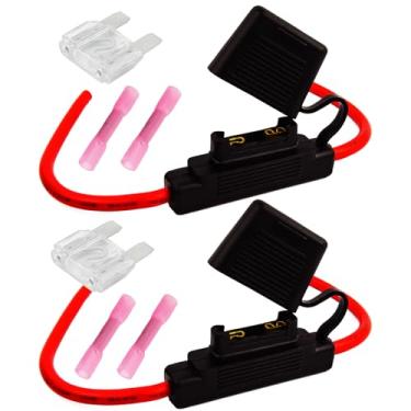 Imagem de Gaoekoius 8 Awg À Prova D'Água Em Linha Lâmina Fusível Kits-2Pcs 8 Calibre Fusível Porta-Fusível com 2Pcs 80Amp Maxi Fusíveis / 4Pcs Conectores Termoencolhíveis (2 Conjuntos)