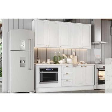 Imagem de Cozinha Modulada Completa Americana 6 Peças (2Aéreos+2Balcões+2Complementos) C6P83 Branco - Henn
