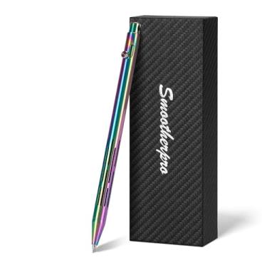 Imagem de SMOOTHERPRO Caneta Bolt Action, caneta esferográfica de aço inoxidável com tinta preta, compatível com refis Pilot G2, multicolorida