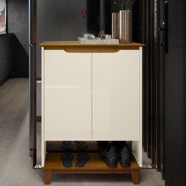 Imagem de Aparador Sapateira Sala Hall Flow 2 Portas Pés Madeira Off White/freijo Off White/freijo