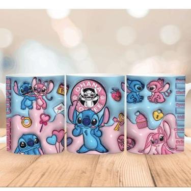 Imagem de Caneca Xícara Personalizada Lilo e Stitch Disney Efeito 3D - Porcelana